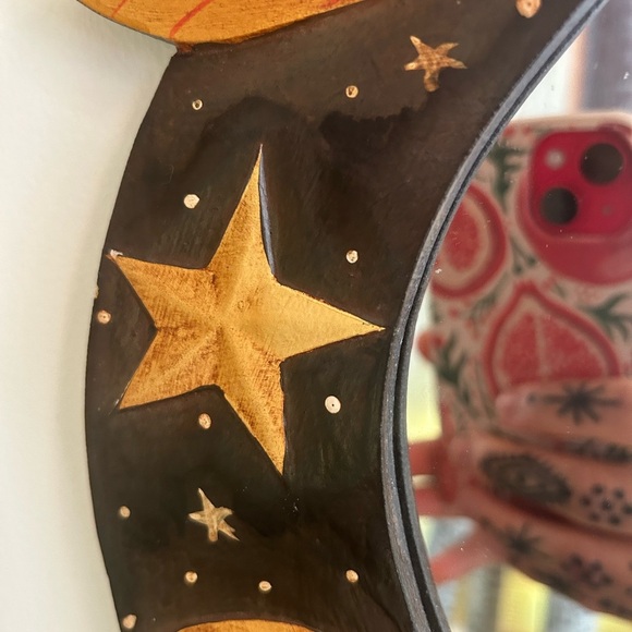 Vintage Sun & Moon Celestial Wooden Mirror with Stars Handpainted 23"X11.5" - Picture 16 of 16